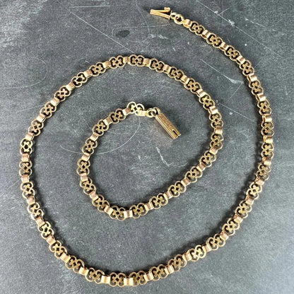 French 18ct Rose Gold Fancy Link Chain Necklace