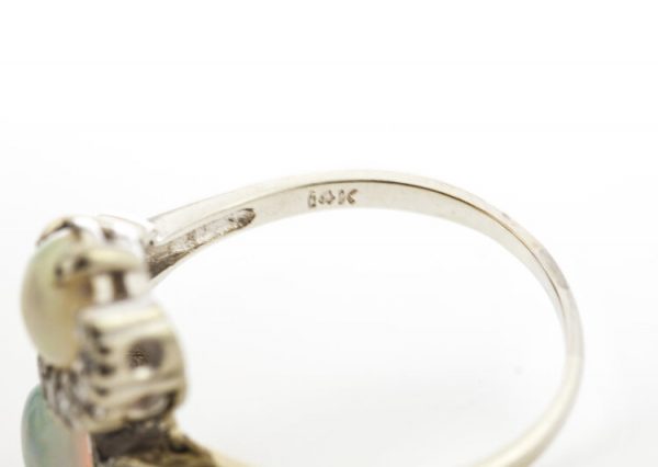 Vintage 1.50ct Opal and Diamond Crossover Ring in 14ct White Gold