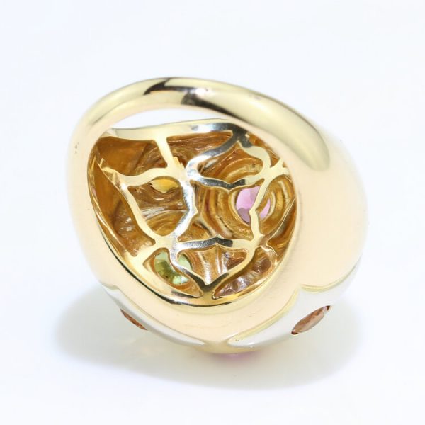 Bvlgari Multi Gemstone and 18ct Gold Domed Cocktail Ring; set with citrine, amethysts and garnets, Circa 1990s