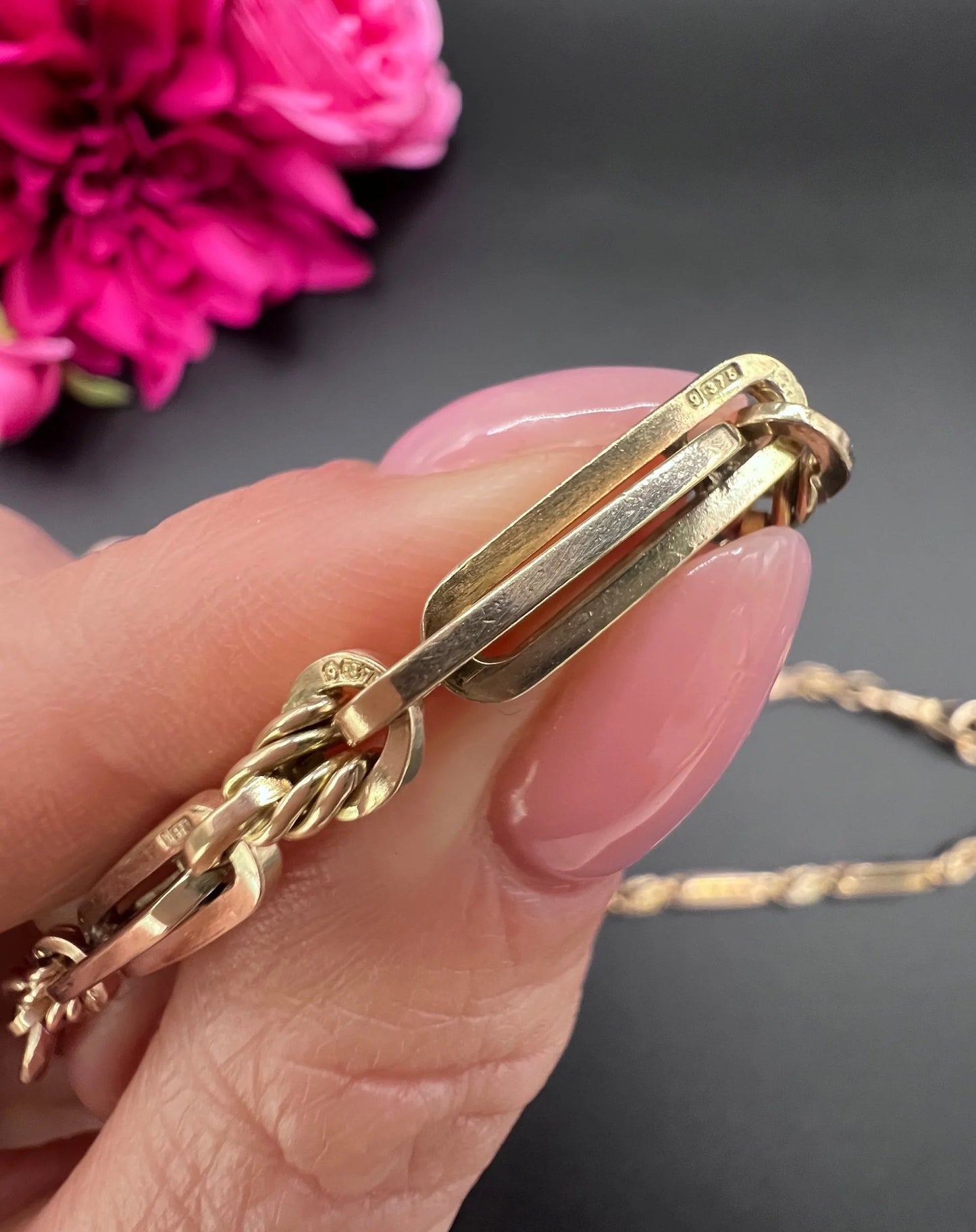 Antique 9ct Yellow Gold, Albert Chain Necklace: Edwardian Fancy Paperclip Link