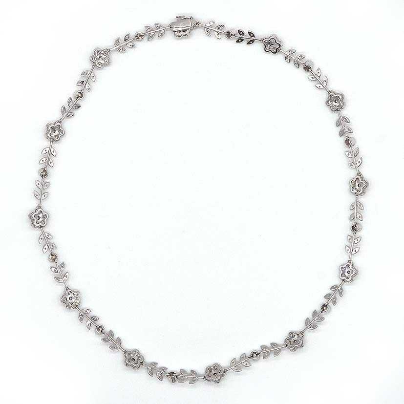 Vintage 6.5ct Diamond Flower Cluster Collar Necklace, G VVS