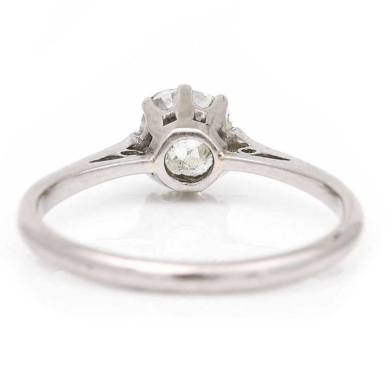 Antique Edwardian 0.95ct Old Mine Cut Diamond Engagement Ring in Platinum