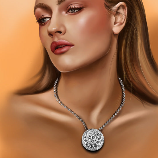 Rose Cut Diamond Helix Pendant Necklace, 4.84 carats