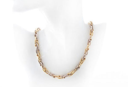 Vintage French 18ct White and Yellow Gold Fancy Link Necklace, Circa 1970s