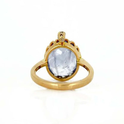 Vintage 3ct Sapphire and Diamond Cocktail Ring, Circa 1970s