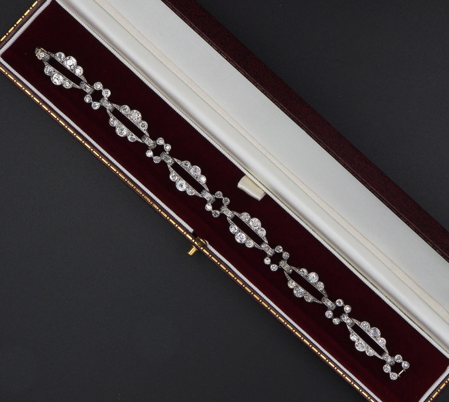 Antique Victorian 8.5ct Old Mine Cut Diamond Link Bracelet