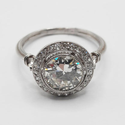 1.50ct Old European Cut Diamond Halo Cluster Ring