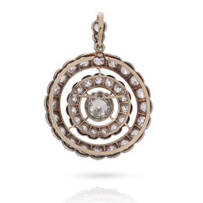 Antique Edwardian 9.45ct Old Cut Diamond Pendant