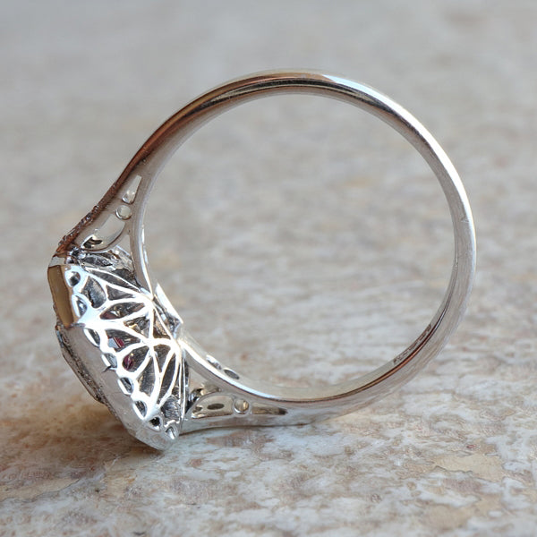 Art Deco 1.15ct Natural Siam Ruby and Diamond Octagonal Double Cluster Ring