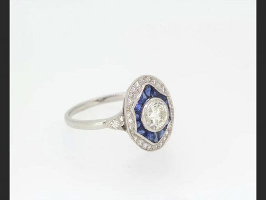 Art Deco Style Sapphire and Diamond ring