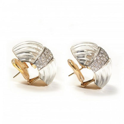 Carved Rock Crystal and Diamond Earrings by Maz