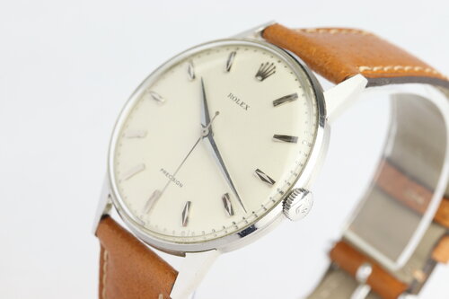 Rolex Precision Rare Vintage 9022 Watch, 35mm Steel, 1940s to 1950s