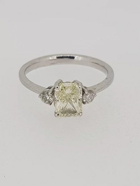 Emerald Cut Diamond Three Stone Engagement Ring, 1.20 carats