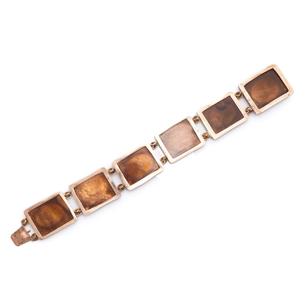 Antique Italian 9ct Yellow Gold Goldstone and Micromosiac Plaque Link Bracelet Circa 1830s