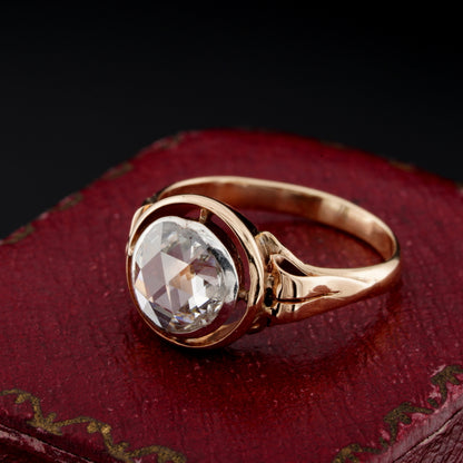 Antique Victorian 2.20ct Rose Cut Diamond Solitaire Ring