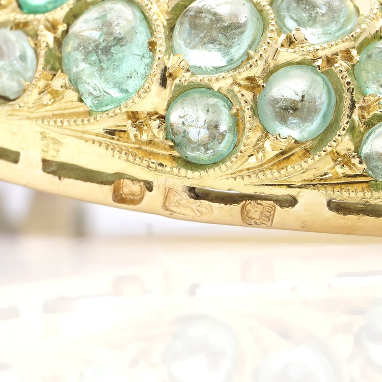 Vintage 5ct Cabochon Emerald Fish Brooch with Rubies