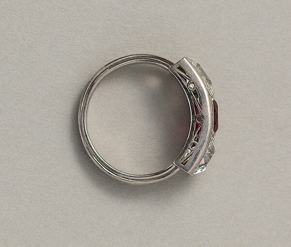 Art Deco 1.55ct Natural Burma Ruby and Diamond Ring