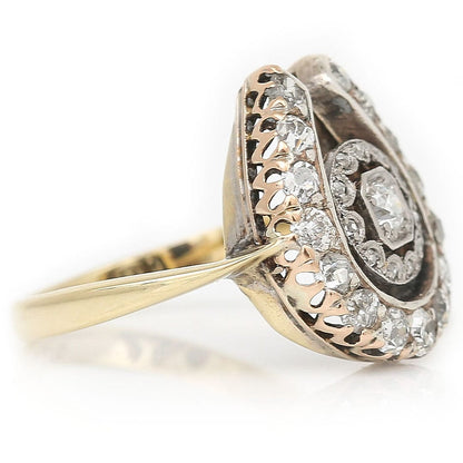 Antique Edwardian Old Cut Diamond Horseshoe Ring