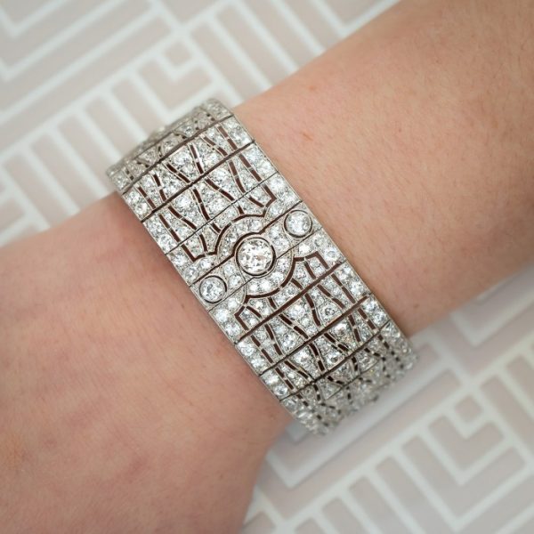 Art Deco Diamond Bracelet in Platinum, 23 carats