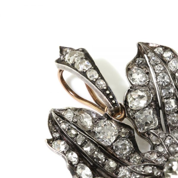 Antique Victorian Old Cut Diamond Flower Pendant, 9 carat total