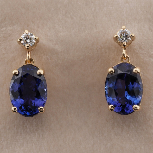 7.50ct Oval Tanzanite and Diamond Drop Earrings