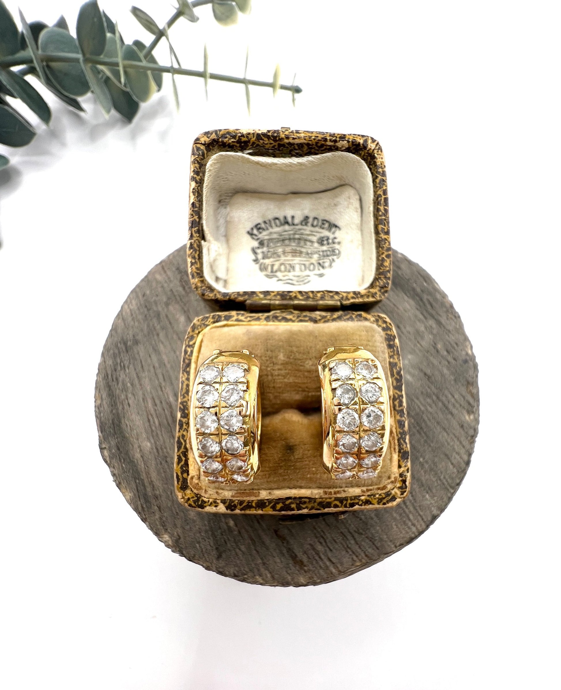 Vintage 18 Carat Yellow Gold Diamond Huggies Hoop Earrings, Circa 2000
