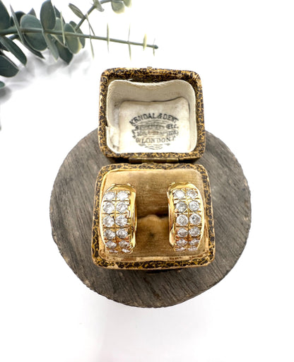 Vintage 18 Carat Yellow Gold Diamond Huggies Hoop Earrings, Circa 2000