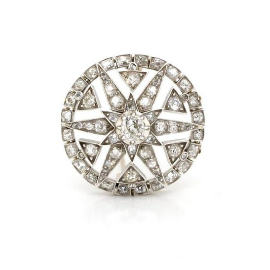 Antique Edwardian 2.50ct Diamond Star Circular Target Brooch
