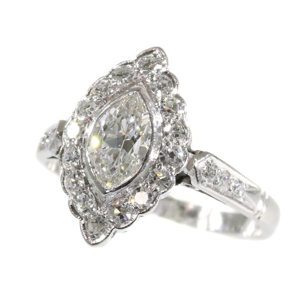 Vintage 1950s Marquise Diamond Cluster Ring, 0.85 carats