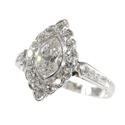 Vintage 1950s Marquise Diamond Cluster Ring, 0.85 carats
