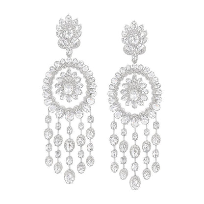 Rose Cut Diamond Chandelier Earrings, 14.25 carat total, 18ct White Gold