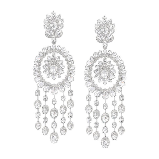 Rose Cut Diamond Chandelier Earrings, 14.25 carat total, 18ct White Gold