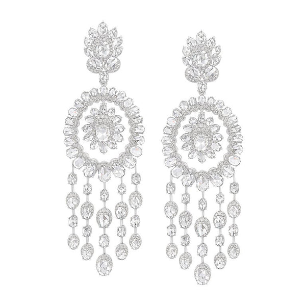 Rose Cut Diamond Chandelier Earrings, 14.25 carat total, 18ct White Gold