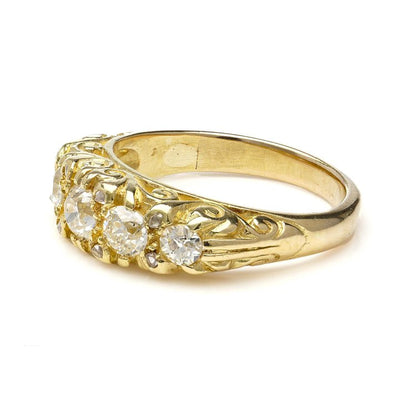 Antique Victorian Old Cut Diamond Five Stone Ring, 0.75 carats