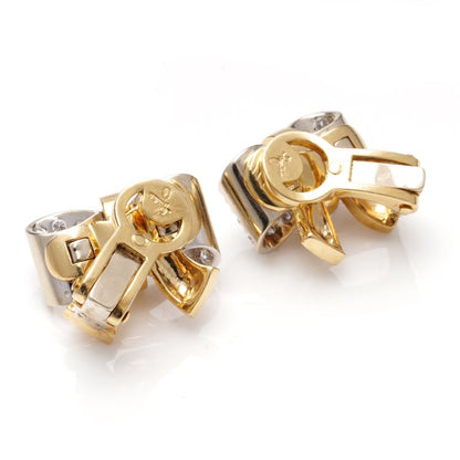 Pomellato Italian 1.08ct Diamond Bow Shaped Clip On Earrings in 18ct Yellow Gold