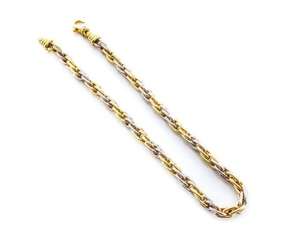 Vintage French 18ct White and Yellow Gold Fancy Link Necklace, c.1970s