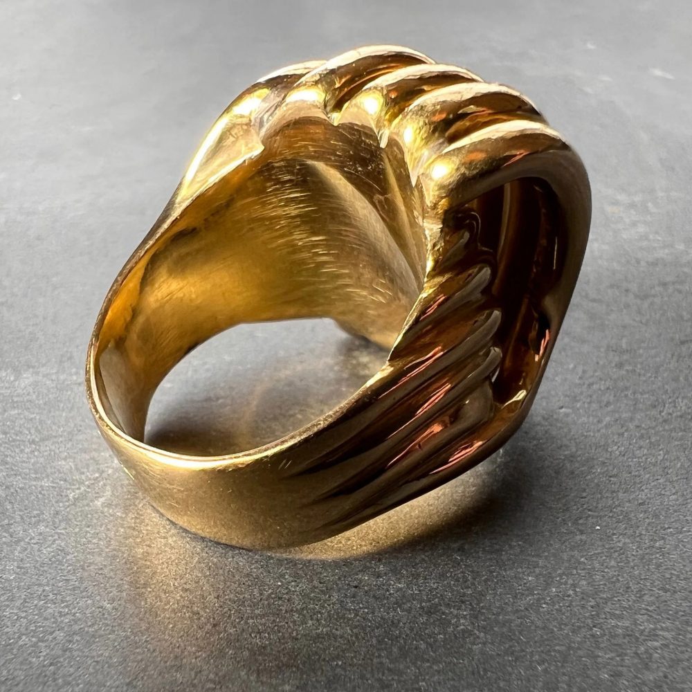 French Retro 18ct Yellow Gold Coiled Spring Ring