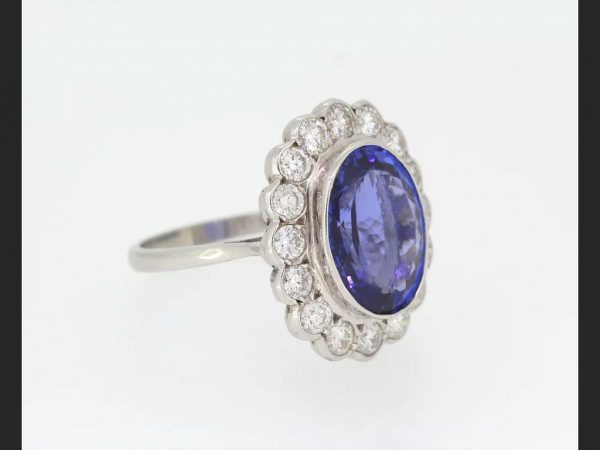Tanzanite and Diamond Cluster Ring, gemstones totaling 9.01 carats