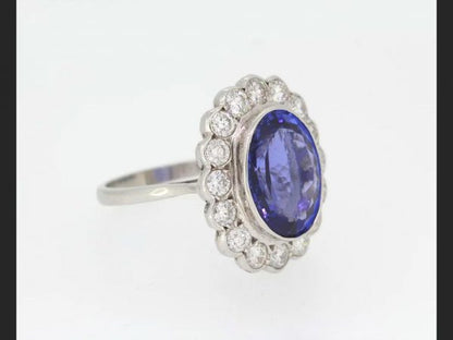 Tanzanite and Diamond Cluster Ring, gemstones totaling 9.01 carats