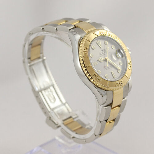 Rolex Yacht Master Midsize 35mm Steel and Gold Automatic, silver dial, gold bezel, date indicator, luminescent hands and hour markers, screw-down crown, sapphire crystal, steel and gold Oyster bracelet strap with steel and gold fold-over clasp