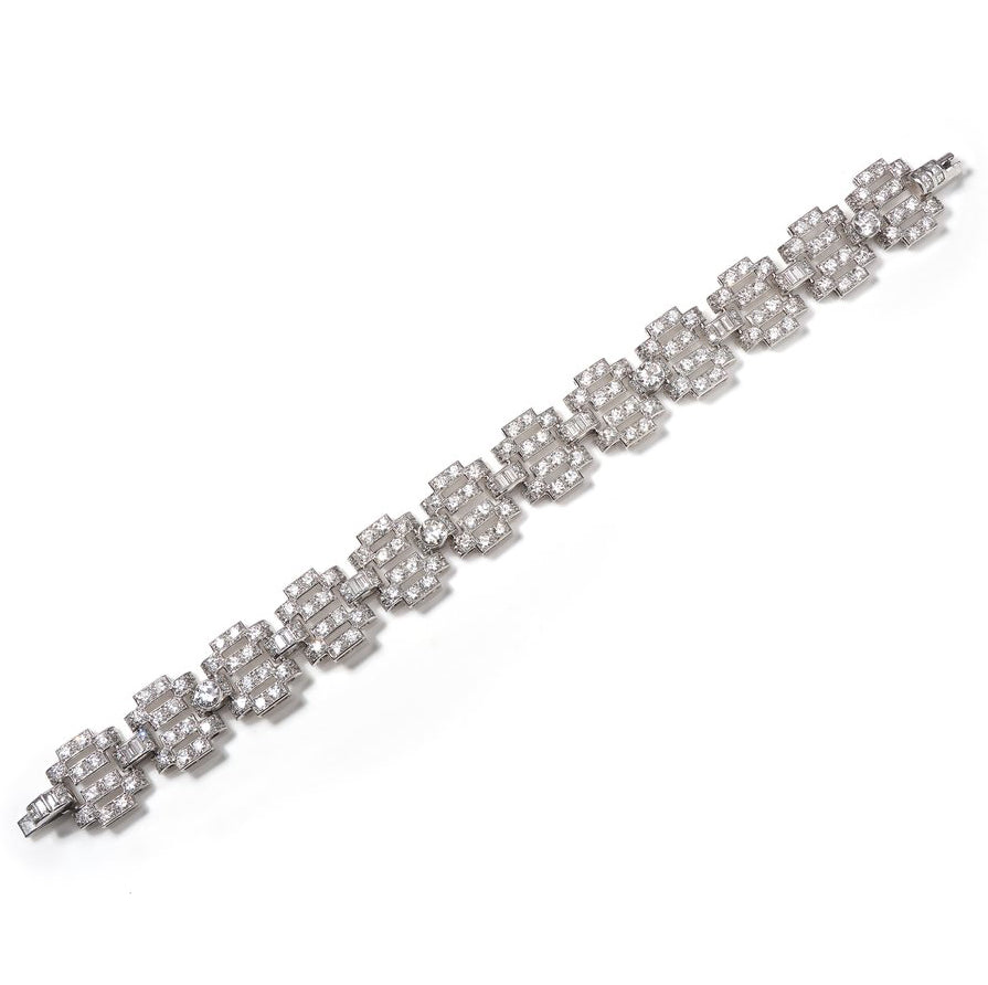 Vintage 1940s Diamond Bracelet in 18ct White Gold, 12.74 carat total