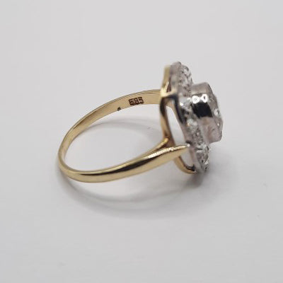 Antique Cushion Cut Diamond Cluster Engagement Ring