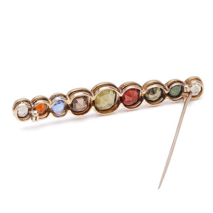 Vintage Multi Gemstone Bar Brooch