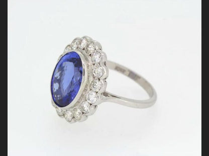 Tanzanite and Diamond Cluster Ring, gemstones totaling 9.01 carats
