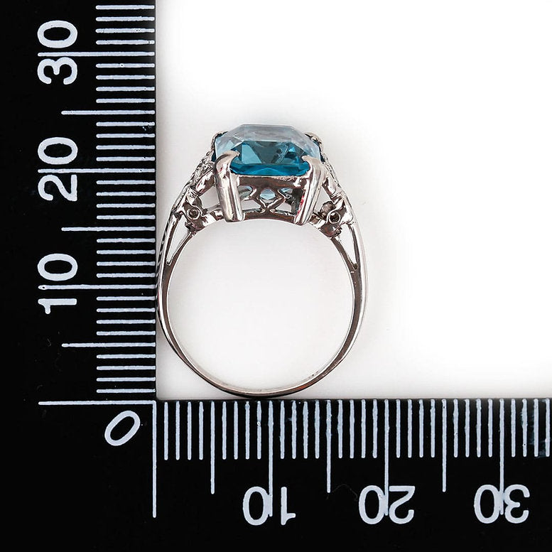 Art Deco 3.40ct Aquamarine and Diamond Ring