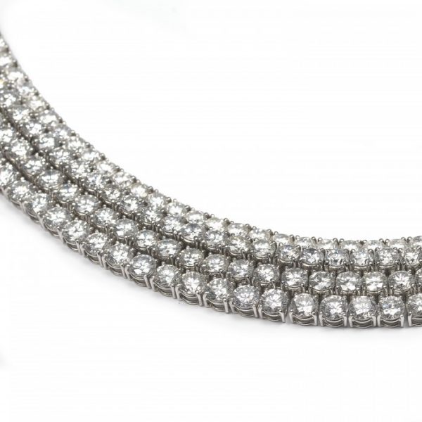 Multi Row Platinum and Diamond Necklace, 82.60 carats