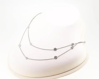 Brilliant-Cut Diamond Long Chain Necklace, 2.72 carats, 18ct White Gold