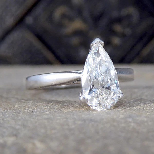 Single Stone 1.26ct Pear Cut Diamond Solitaire Engagement Ring in 18ct White Gold