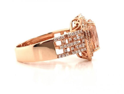 2.54ct Oval Morganite and Diamond Cluster Dress Ring in 18ct Rose Gold