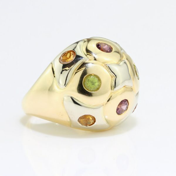 Bvlgari Multi Gemstone and 18ct Gold Domed Cocktail Ring; set with citrine, amethysts and garnets, Circa 1990s